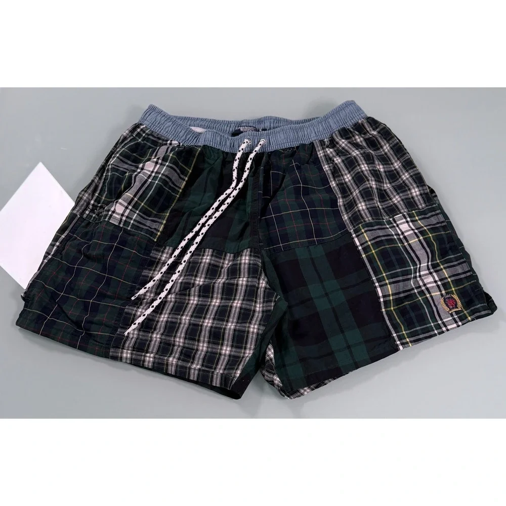 TOMMY HILFIGER Multicolor 100% Cotton Mens Mardras Swim Trunks Lined - Large